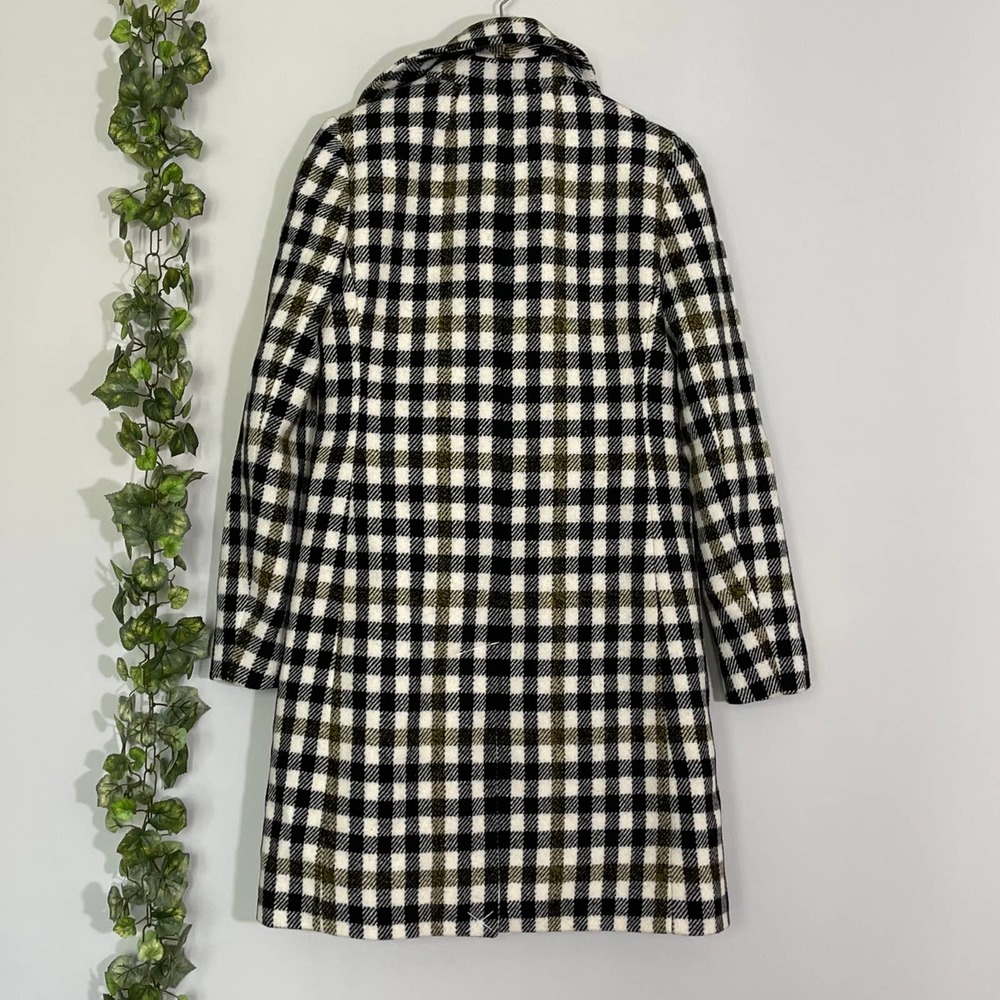 J. CREW | COAT MIDI PLAID BLACK CREAM WOOL SIZE 0 - Picture 6 of 11